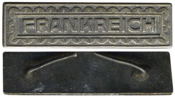 Gefechtsspange "FRANKREICH" zum Eisernes Kreuz 1914 2. Klasse