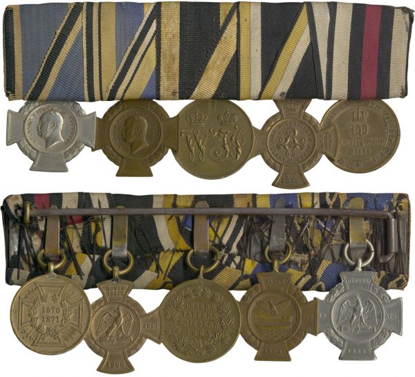 5er Ordensschnalle eines 1864-, 1866- & 1870/71-Veteranen Preußen