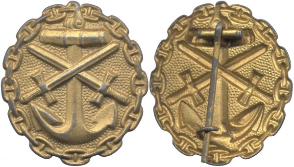 Verwundetenabzeichen 1918 für Marineangehörige in Mattgelb