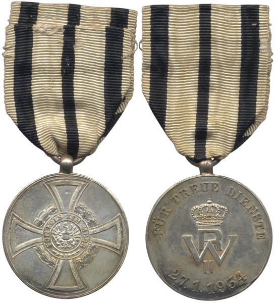 Preußen, Treudienstmedaille zum 75. Geburtstag Wilhelm II. in Silber