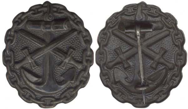 Verwundetenabzeichen 1918 für Marineangehörige in Schwarz