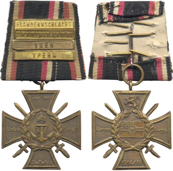 Flandernkreuz mit vier Gefechtsspangen
