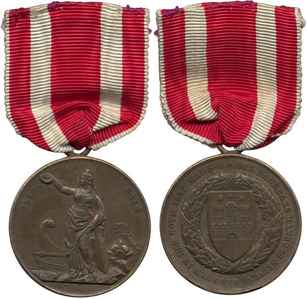 Hamburg, Medaille für Hilfeleistung beim Stadtbrand 1842