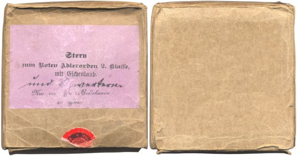 Umkarton zum Preußen, Roter-Adler-Orden 2. Klasse-Stern mit Eichenlaub & Schwertern