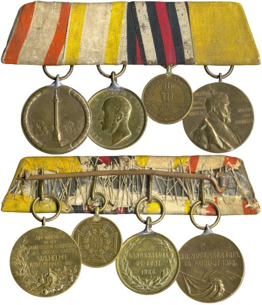 4er Ordensschnalle eines 1866- & 1870/71-Veteranen Hannover
