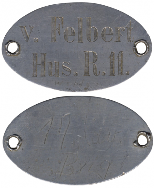 Erkennungsmarke des Generalmajors Hermann von Felbert (1877 - 1931)