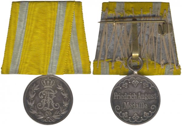Einzelordensschnalle - Sachsen, Friedrich August-Medaille in Silber