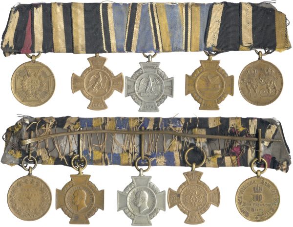 5er Ordensschnalle eines 1864-, 1866- & 1870/71-Veteranen Preußen