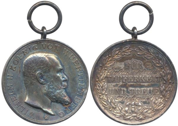Württemberg, Silberne Militär-Verdienstmedaille - Trägergravur (!)
