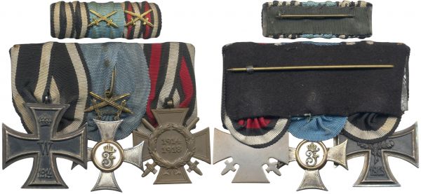 3er Ordens- & Feldschnalle eines Weltkriegsveteranen Württemberg