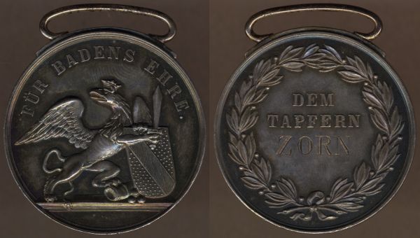 Baden, Silberne Militärische Karl-Friedrich-Verdienstmedaille - "ZORN"