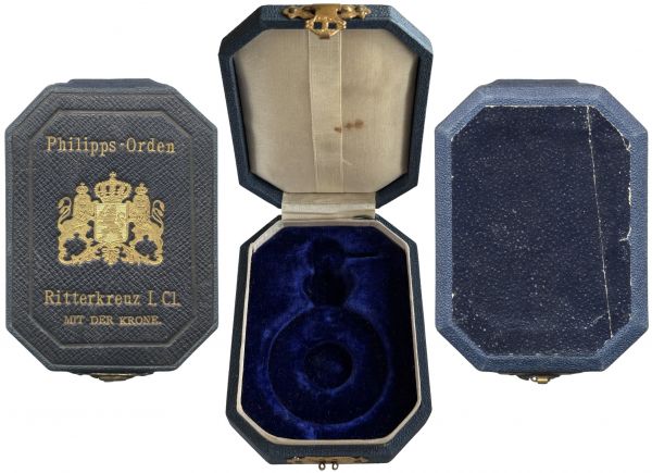 Etui zum Hessen-Darmstadt, Philippsorden Ritterkreuz 1. Klasse mit Krone