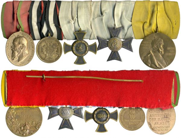5er Ordensschnalle eines 1866- & 1870/71-Veteranen Bayern