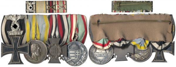 4er Ordens- & Feldschnalle eines Veteranen beider Weltkriege Sachsen