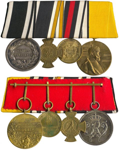 4er Ordensschnalle eines 1866- & 1870/71-Veteranen Preußen