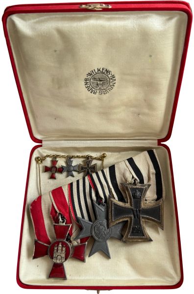 3er Frack-Ordensschnalle & Miniaturenkettchen im Etui