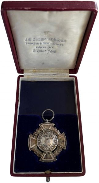 Hohenzollern, Hausorden von Hohenzollern Silbernes Verdienstkreuz im Etui