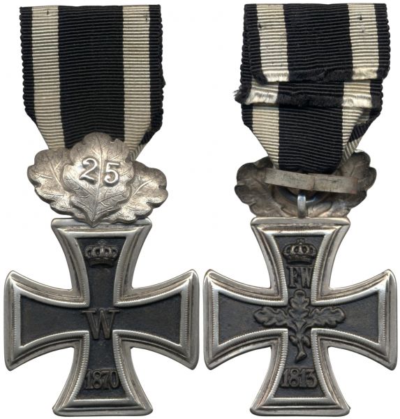 Reduktion / "Prinzengröße" - Eisernes Kreuz 1870 2. Klasse mit 25 Jahre Eichenlaub-Spange