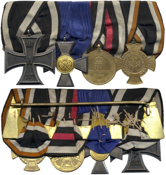 4er Ordensschnalle eines 1866- & 1870/71-Veteranen Preußen