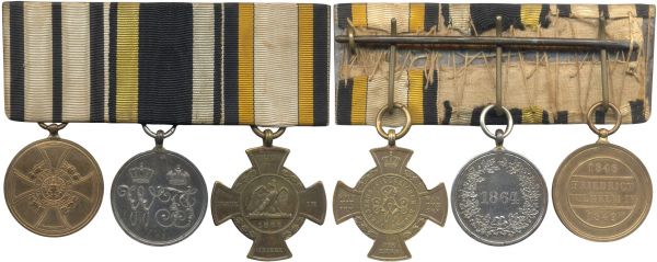 3er Ordensschnalle eines 1848/49-, 1864- & 1866-Nichtkämpfers Preußen
