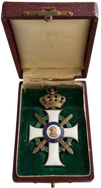 Sachsen, Albrechtsorden Ritterkreuz 1. Klasse mit Krone & Schwertern im Etui