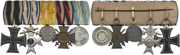 5er Ordensschnalle eines Weltkriegsveteranen Bayern & Sachsen