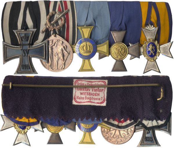 5er Ordensschnalle eines Weltkriegsveteranen Preußen & Schwarzburg