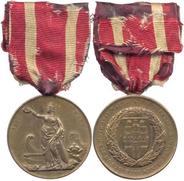 Hamburg, Medaille für Hilfeleistung beim Stadtbrand 1842