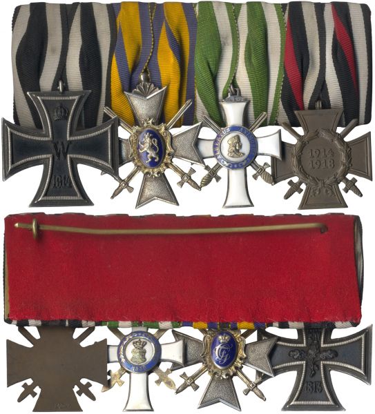 4er Ordensschnalle eines Weltkriegsveteranen Schwarzburg & Sachsen