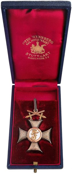 Württemberg, Friedrichsorden Ritterkreuz 2. Klasse mit Schwertern im Etui