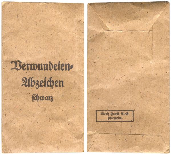 Tüte zum Verwundetenabzeichen 1939 in Schwarz