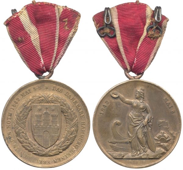 Hamburg, Medaille für Hilfeleistung beim Stadtbrand 1842