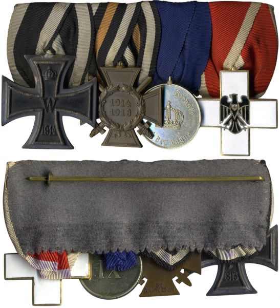 4er Ordensschnalle eines Weltkriegsveteranen & Rot Kreuz-Angehörigen