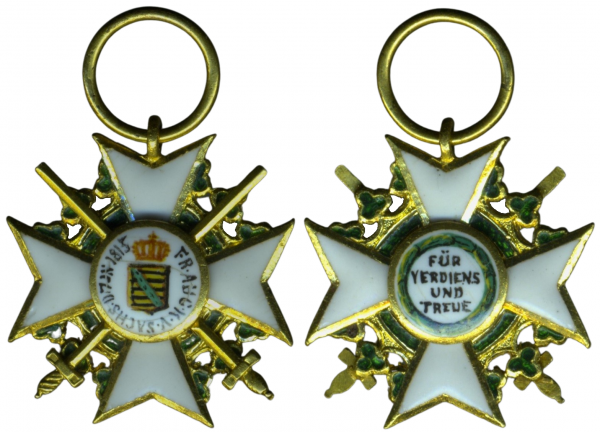 Miniatur - Sachsen, Zivil-Verdienstorden Ritterkreuz 1. Klasse mit Schwertern