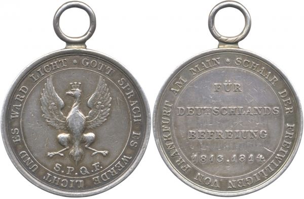 Frankfurt, Silberne Kriegsdenkmünze für die Schaar der Freiwilligen 1813/14