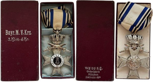 Bayern, Militär-Verdienstkreuz 2. Klasse mit Krone & Schwertern im Etui