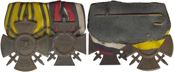 2er Ordensschnalle eines Weltkriegsveteranen Württemberg