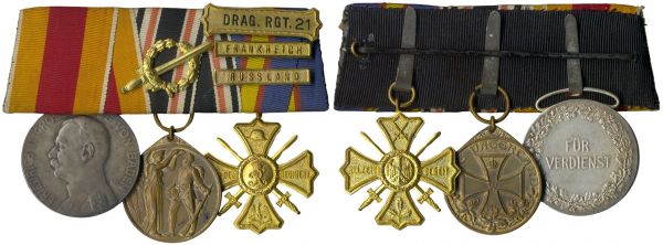3er Ordensschnalle eines Angehörigen des 2. Badisches Dragoner-Regiment 21
