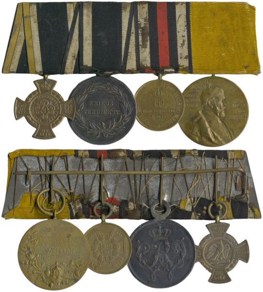 4er Ordensschnalle eines 1866- & 1870/71-Veteranen Preußen