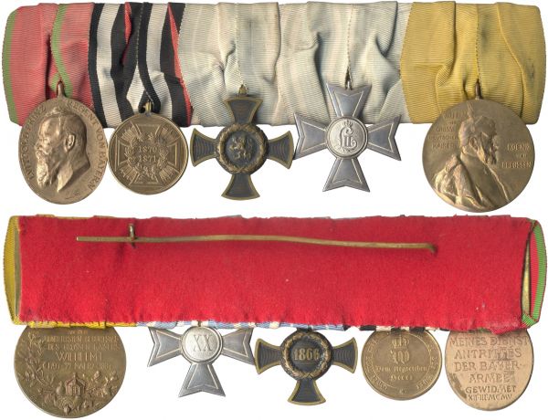 5er Ordensschnalle eines 1866- & 1870/71-Veteranen Bayern